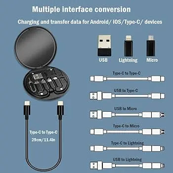 60W Fast Charging Cable Kit with Storage Box 5 in 1